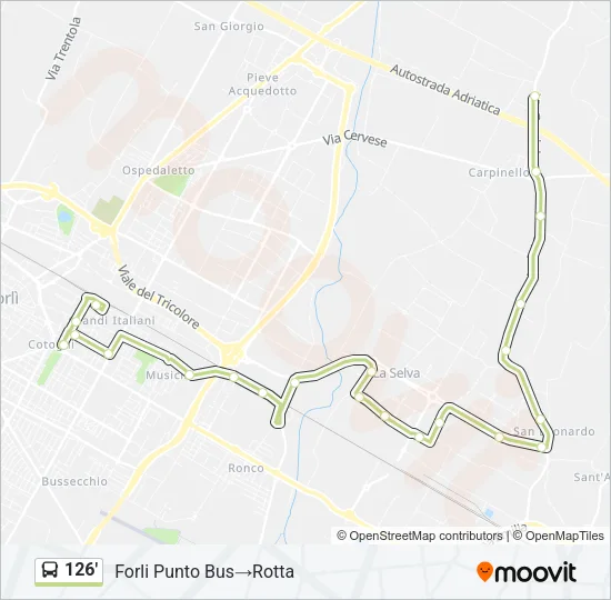 126' Bus Line Map