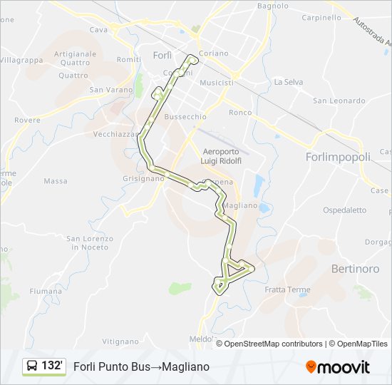 132' bus Line Map