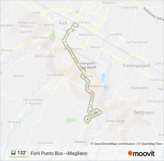132' Bus Line Map
