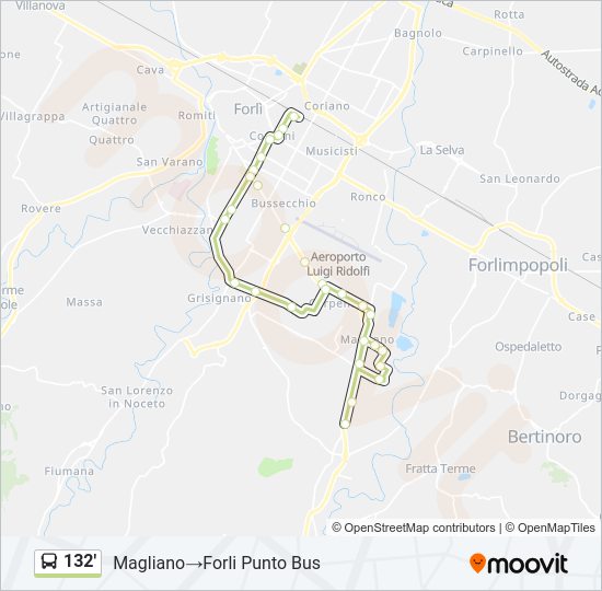 Percorso linea bus 132'