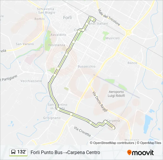 132' Bus Line Map