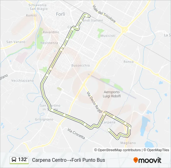 132' Bus Line Map