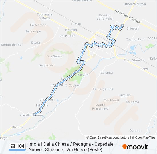 104 bus Line Map