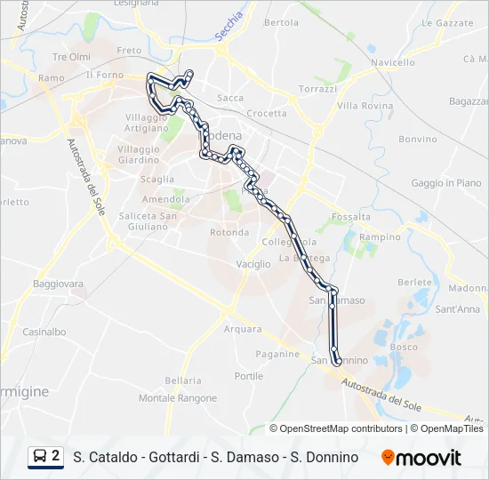 Percorso linea bus 2