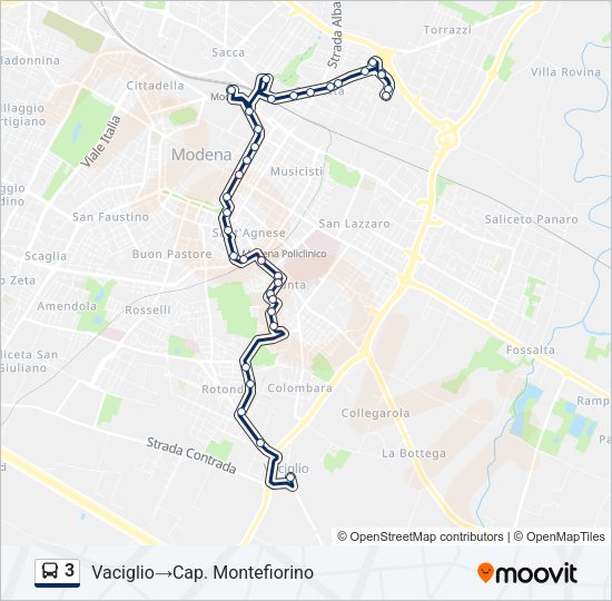 Percorso linea bus 3