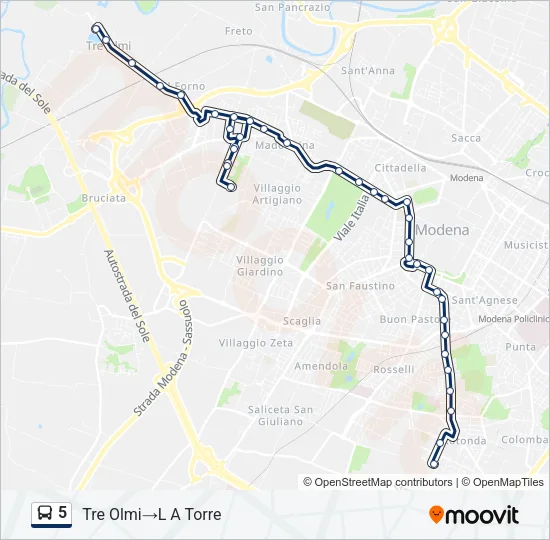 5 Bus Line Map