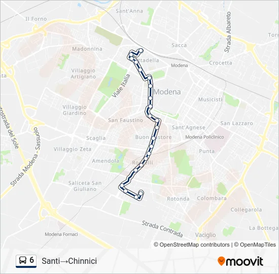 Percorso linea bus 6