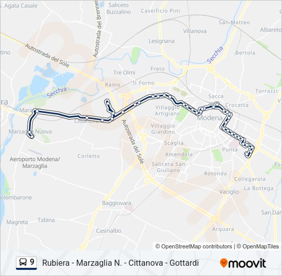 Percorso linea bus 9