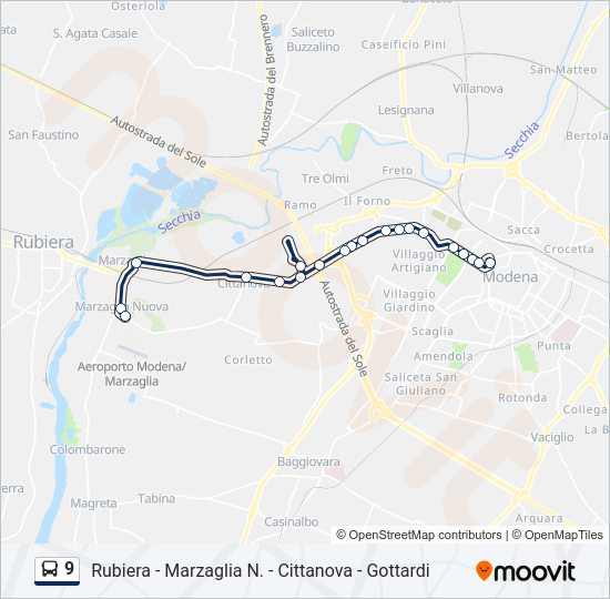 Percorso linea bus 9