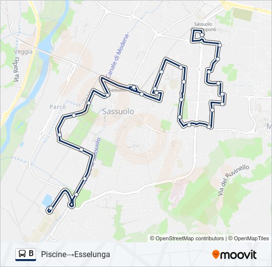 Percorso linea bus B