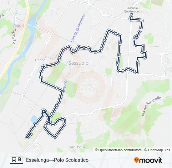 B Bus Line Map