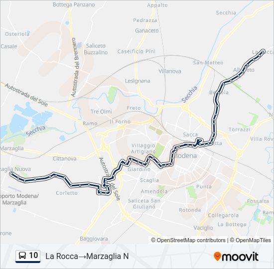 Percorso linea bus 10