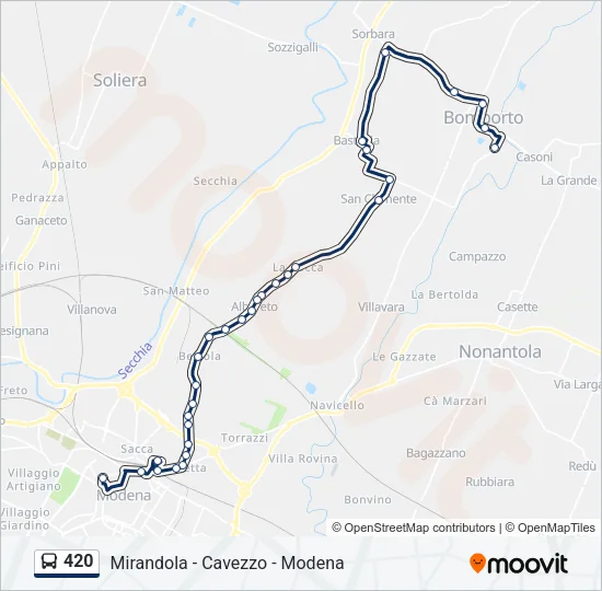 Percorso linea bus 420