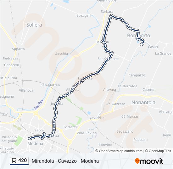 Percorso linea bus 420