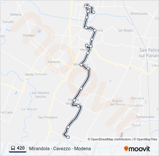 Percorso linea bus 420
