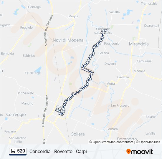 Percorso linea bus 520