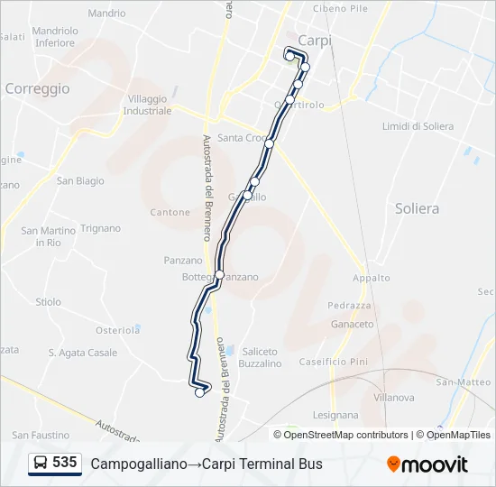 535 Bus Line Map
