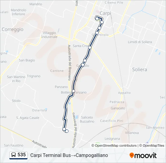535 Bus Line Map