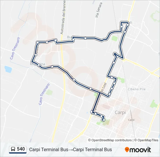 540 Bus Line Map