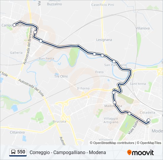 550 bus Line Map