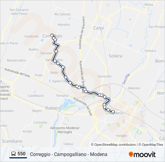 Percorso linea bus 550