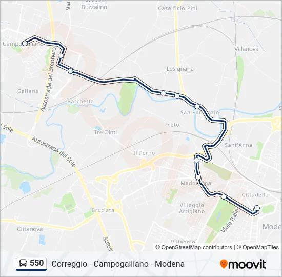 550 Bus Line Map