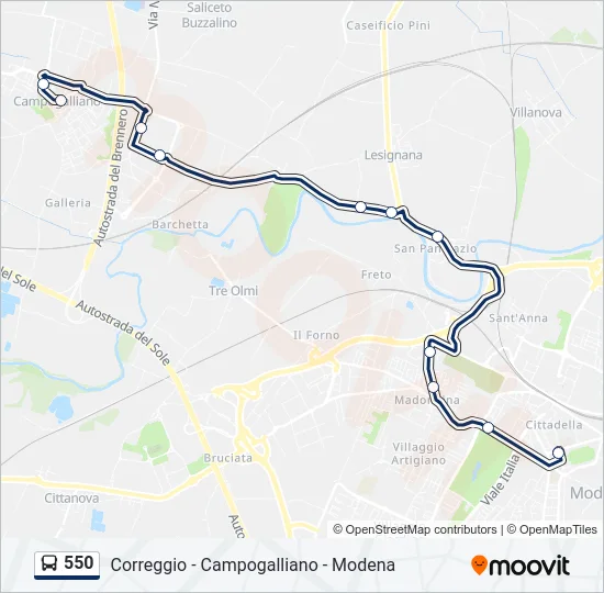 550 Bus Line Map
