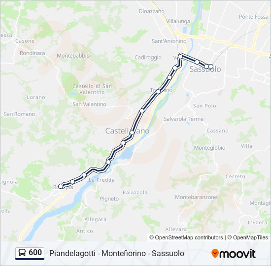 Percorso linea bus 600