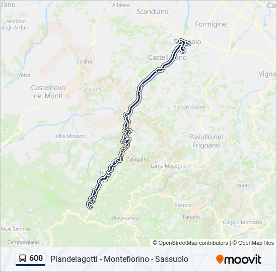 Percorso linea bus 600