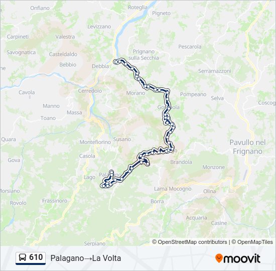 Percorso linea bus 610