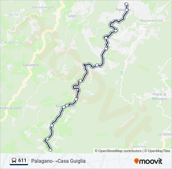 611 bus Line Map