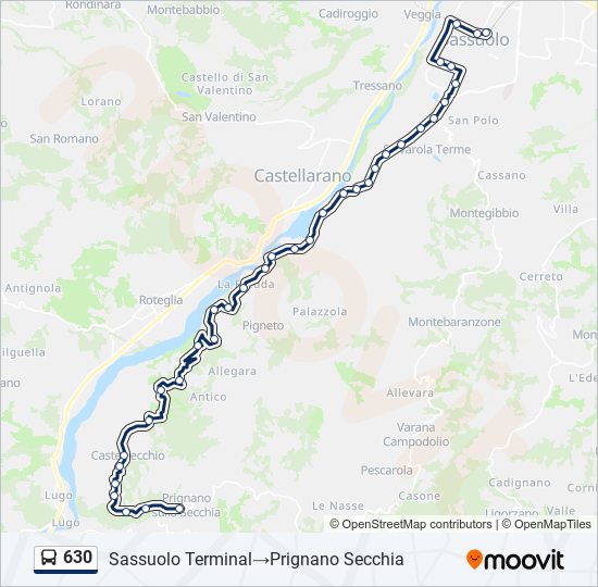 Percorso linea bus 630