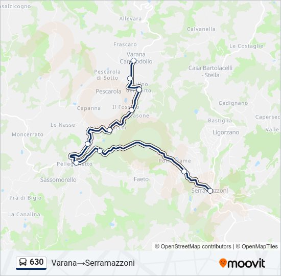 Percorso linea bus 630