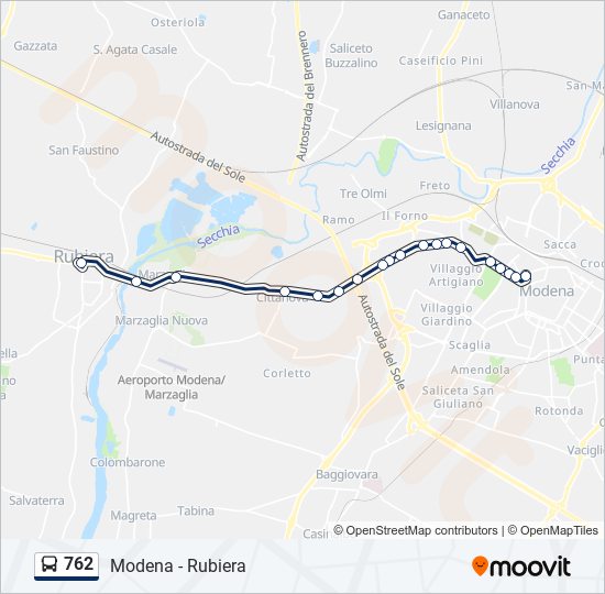 Percorso linea bus 762