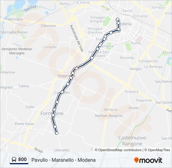 Percorso linea bus 800