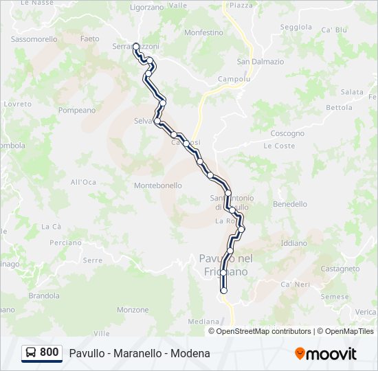 Percorso linea bus 800