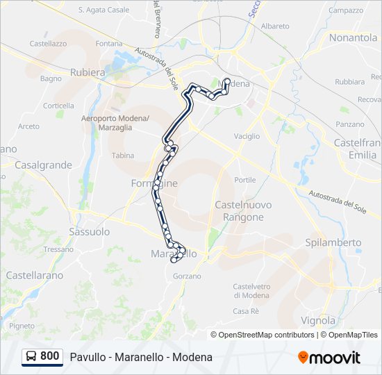 Percorso linea bus 800