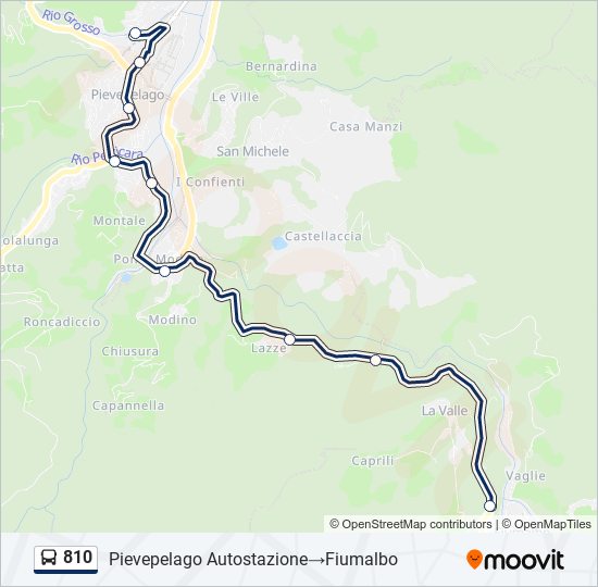 Percorso linea bus 810