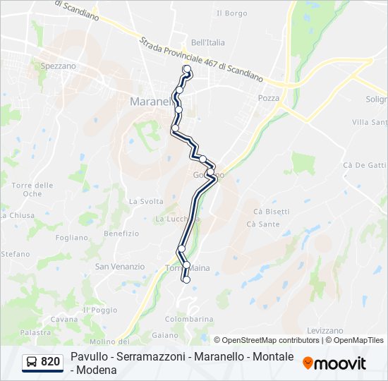 820 bus Line Map