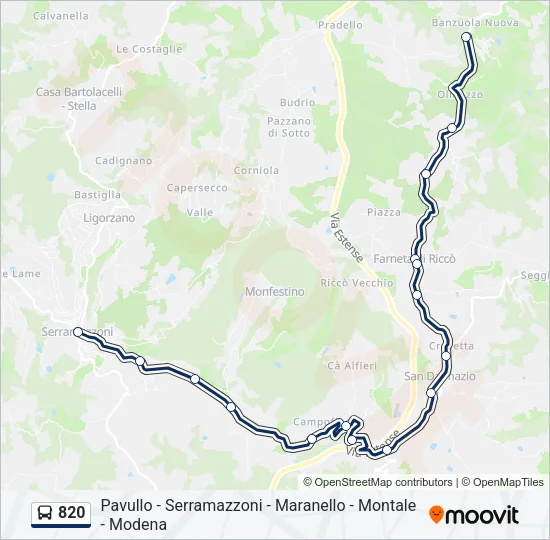 820 Bus Line Map