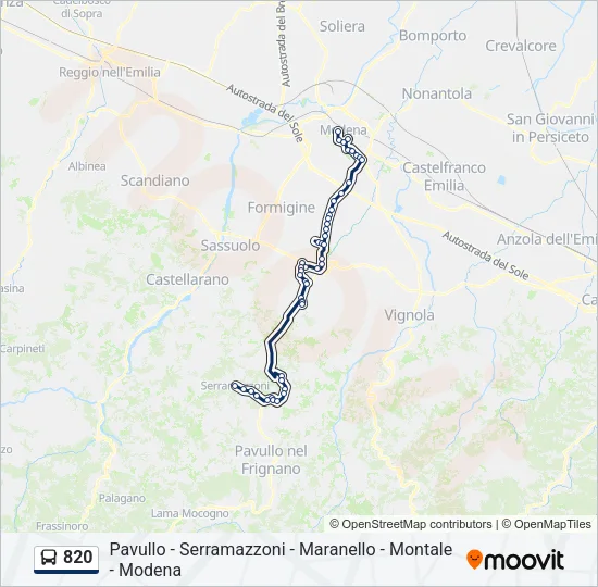 820 Bus Line Map