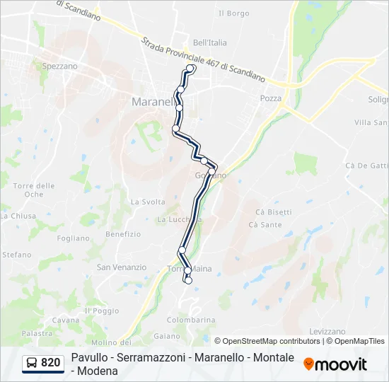 820 Bus Line Map