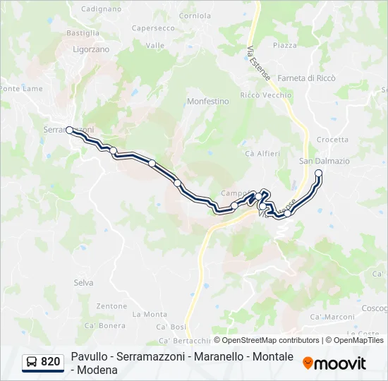 820 Bus Line Map