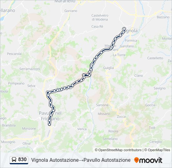 830 bus Line Map