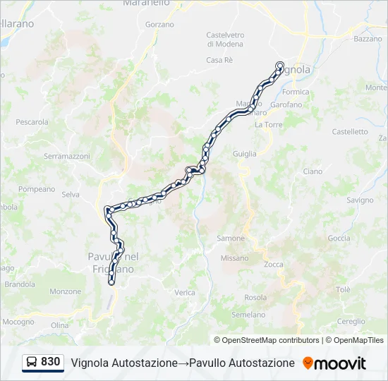 830 Bus Line Map