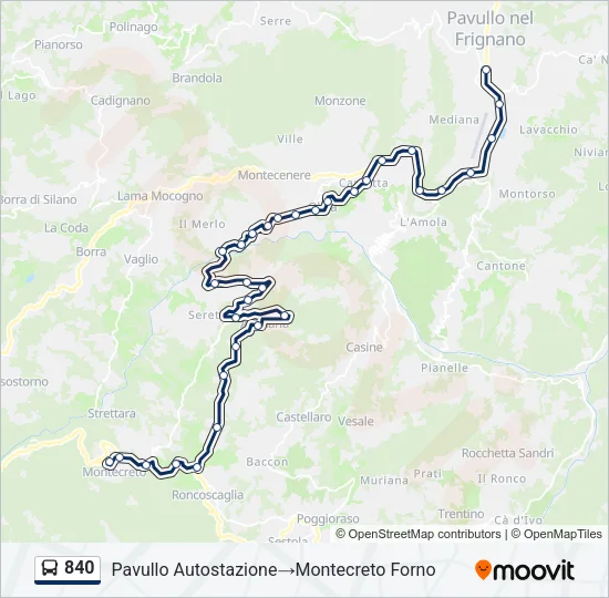 840 Bus Line Map