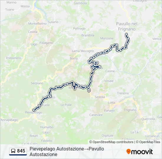 845 Bus Line Map