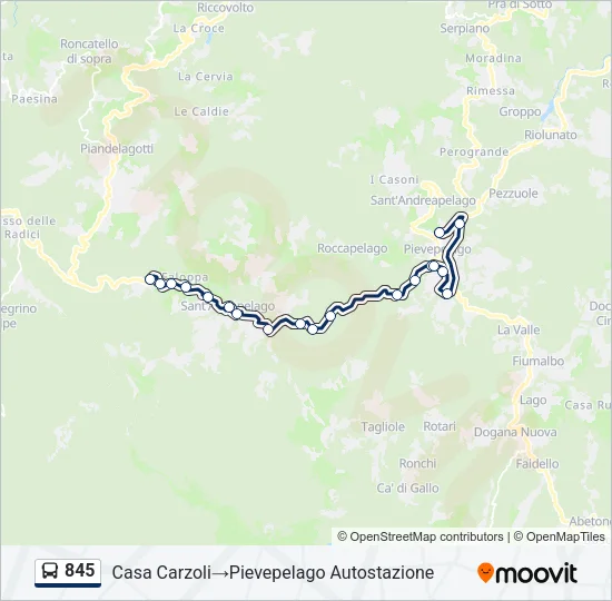 845 Bus Line Map