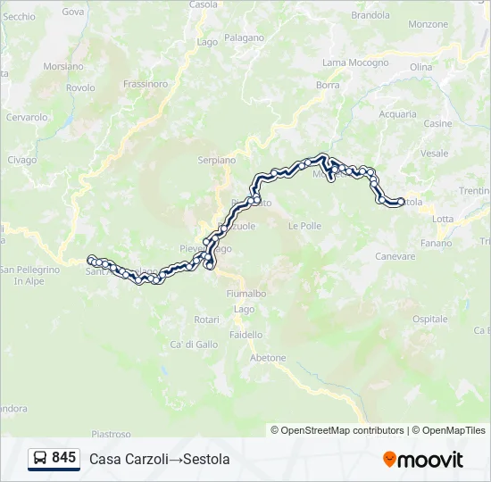 845 Bus Line Map