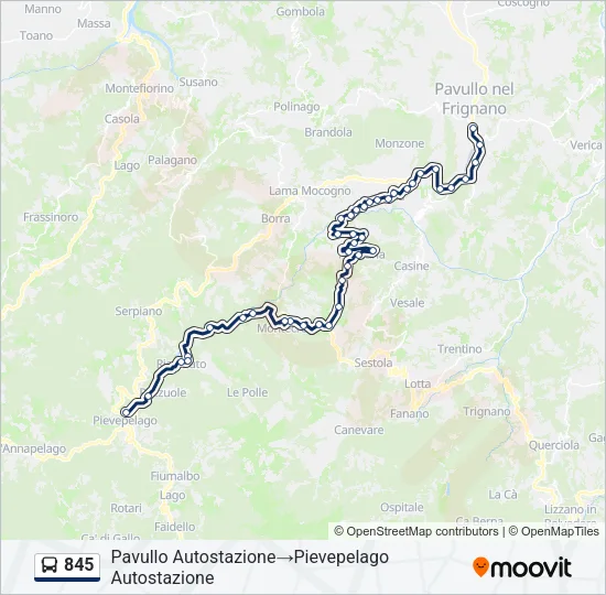 845 Bus Line Map